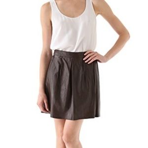 NEW - Vince Boxer Leather Skirt, Coffee Bean, XS